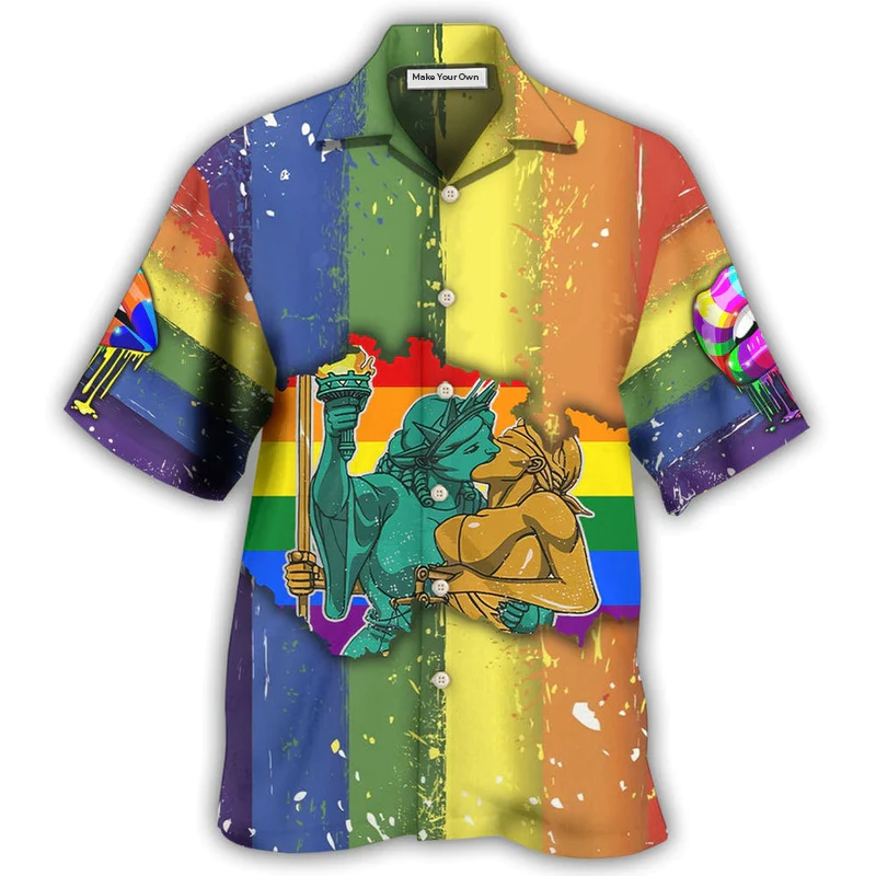 Hawaiian Shirt / Adults / S LGBT Liberty And Justice For All Cool - Hawaiian Shirt - Reefox