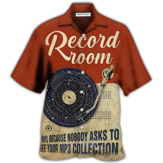 Hawaiian Shirt / Adults / S Music Retro Record Room Personalized - Hawaiian Shirt - Reefox