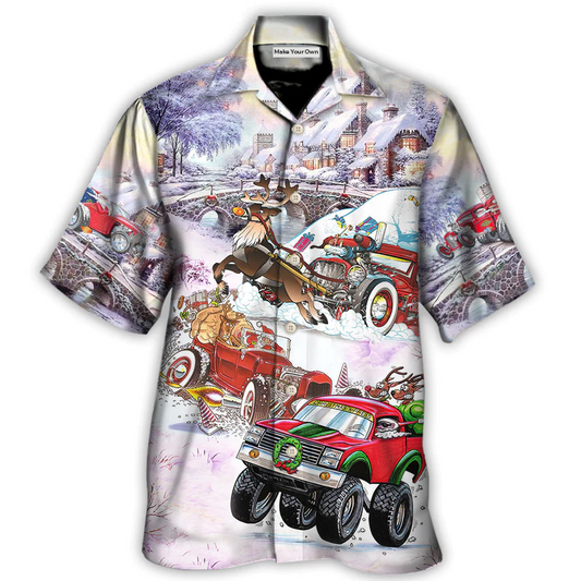 Hawaiian Shirt / Adults / S Christmas Car Run Xmas Hohoho - Hawaiian Shirt - Reefox