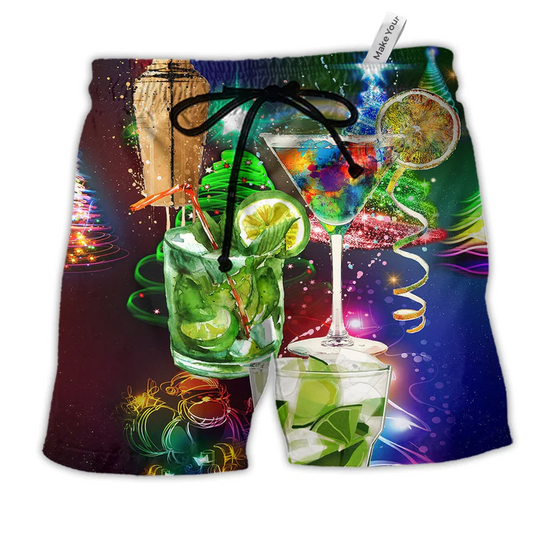 Beach Short / Adults / S Cocktail Christmas Merry Christmas - Beach Short Reefox - Owls Matrix LTD