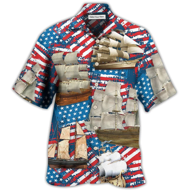 Hawaiian Shirt / Adults / S Sailing America Independence Day - Hawaiian Shirt - Reefox