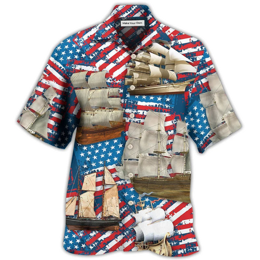 Hawaiian Shirt / Adults / S Sailing America Independence Day - Hawaiian Shirt - Reefox