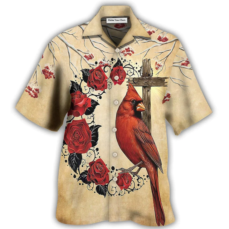Hawaiian Shirt / Adults / S Cardinal A Big Piece Of My Heart Lives In Heaven - Hawaiian Shirt - Reefox