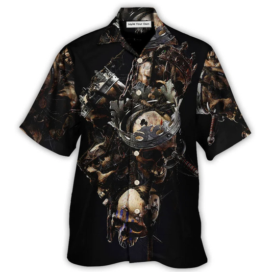 Hawaiian Shirt / Adults / S Skull Only In Their Death Can A King Live Forever - Hawaiian Shirt - Reefox