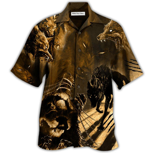 Hawaiian Shirt / Adults / S Wolf Darkness Scary - Hawaiian Shirt - Reefox