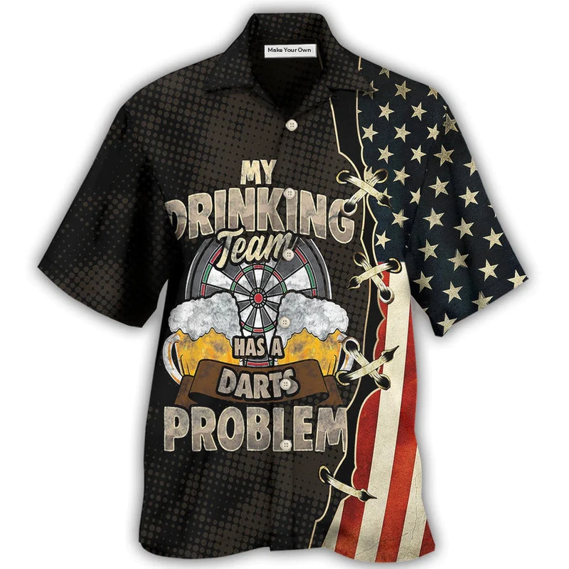 Hawaiian Shirt / Adults / S Darts Independence Day My Drinking Team - Hawaiian Shirt - Reefox