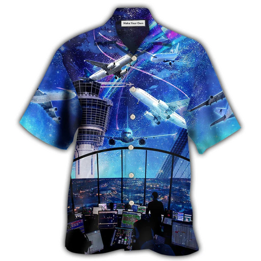 Hawaiian Shirt / Adults / S Airplane And Air Traffic Controller - Hawaiian Shirt - Reefox