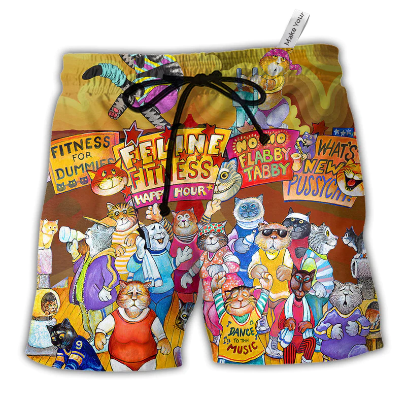Beach Short / Adults / S Cat Aerobics Instructor - Beach Short Reefox - Owls Matrix LTD