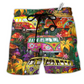 Beach Short / Adults / S Hippie Bus Peace Life Color So Patterned - Beach Short Reefox - Owls Matrix LTD