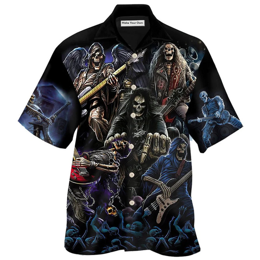Hawaiian Shirt / Adults / S Guitar And Skull - Hawaiian Shirt - Reefox