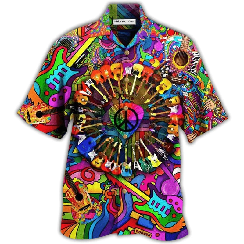 Hawaiian Shirt / Adults / S Guitar Love Life Style Colorful - Hawaiian Shirt - Reefox