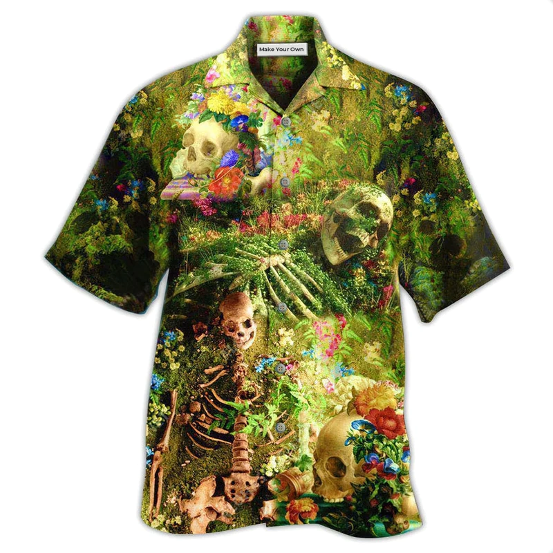 Hawaiian Shirt / Adults / S Skull Flower Skeleton Forever - Hawaiian Shirt - Reefox