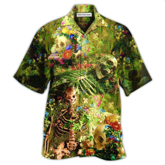 Hawaiian Shirt / Adults / S Skull Flower Skeleton Forever - Hawaiian Shirt - Reefox