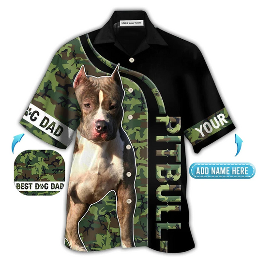 Hawaiian Shirt / Adults / S Pitbull Camo Best Dog Dad Personalized - Hawaiian Shirt - Reefox