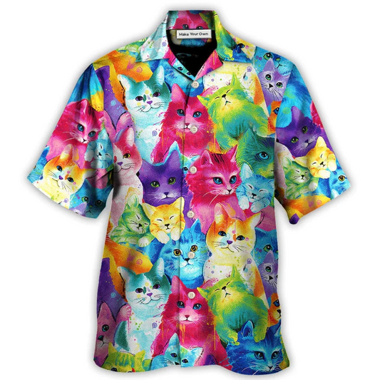 Hawaiian Shirt / Adults / S Cat Colorful Little Cute Kitten Happy Life - Hawaiian Shirt - Reefox