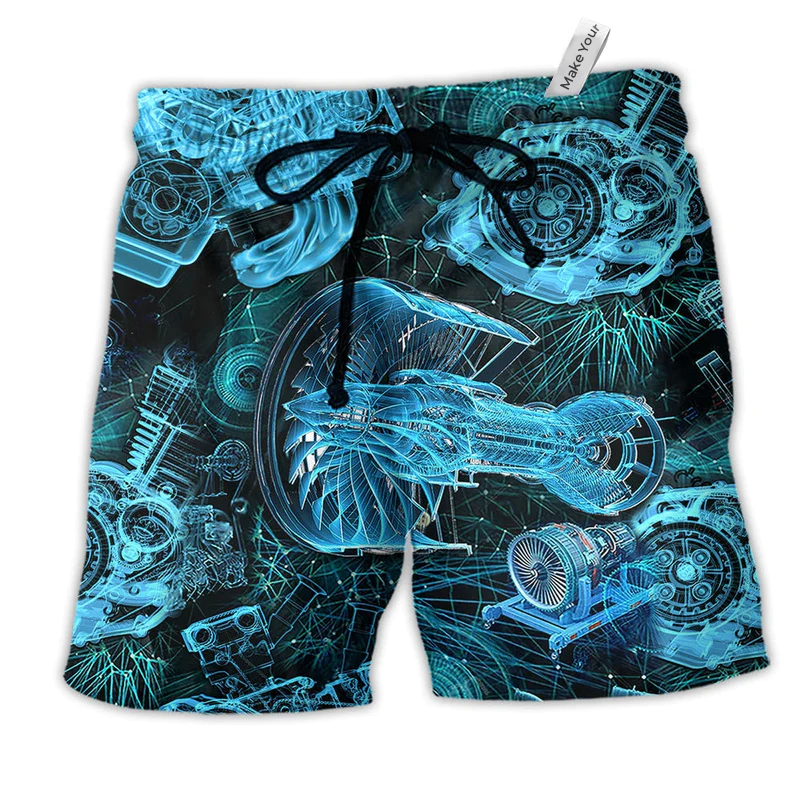 Beach Short / Adults / S Engines So Amazing Blueprint - Beach Short Reefox - Owls Matrix LTD