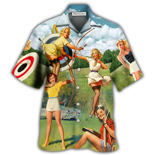 Hawaiian Shirt / Adults / S Archery Tournaments Pinup Girls - Hawaiian Shirt - Reefox