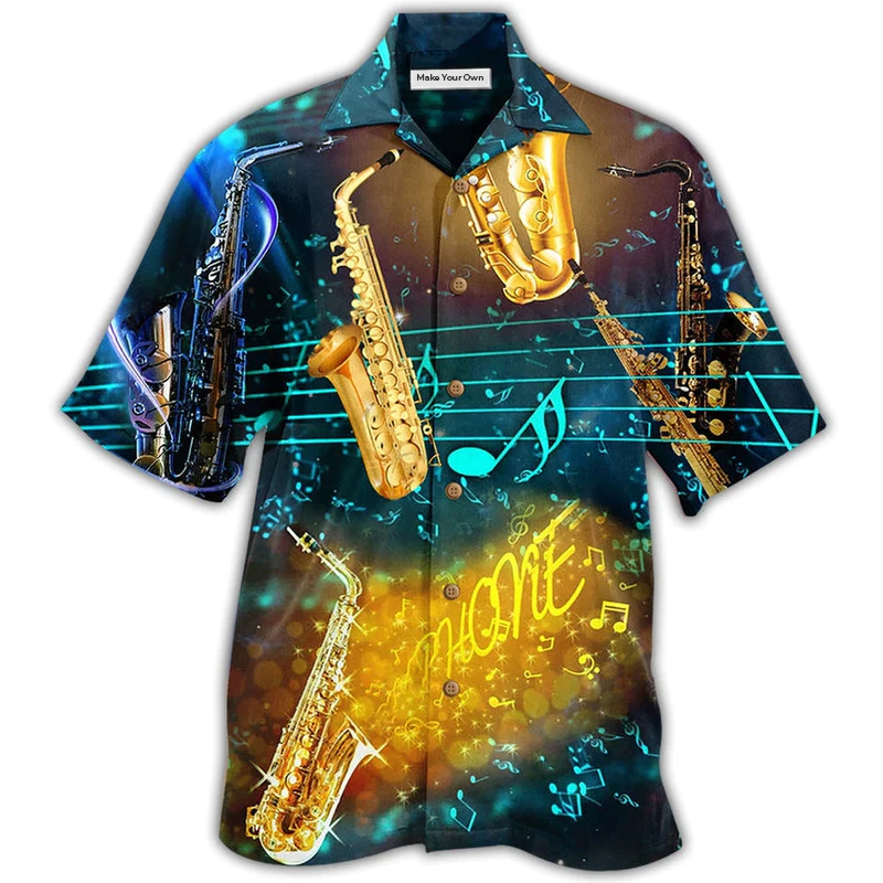 Hawaiian Shirt / Adults / S Saxophone Music All Night - Hawaiian Shirt - Reefox