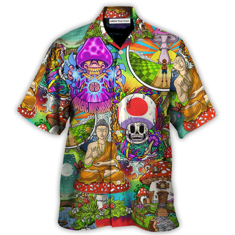 Hawaiian Shirt / Adults / S Hippie Mushroom Peace Colorful Let It Be - Hawaiian Shirt - Reefox