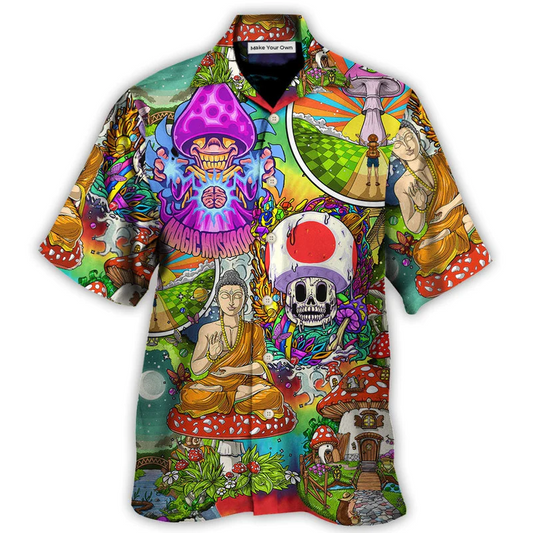 Hawaiian Shirt / Adults / S Hippie Mushroom Peace Colorful Let It Be - Hawaiian Shirt - Reefox