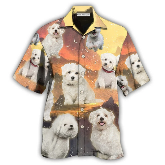 Hawaiian Shirt / Adults / S Bichon Frise Dog Lovely Sunset - Hawaiian Shirt - Reefox