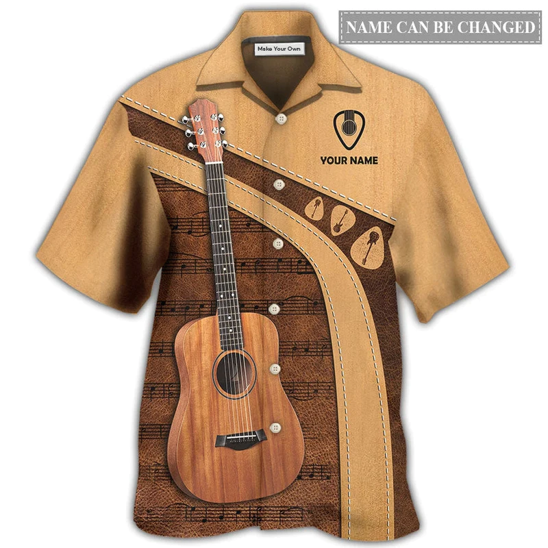 Hawaiian Shirt / Adults / S Guitar Old Guitarist And The Pick Personalized - Hawaiian Shirt - Reefox