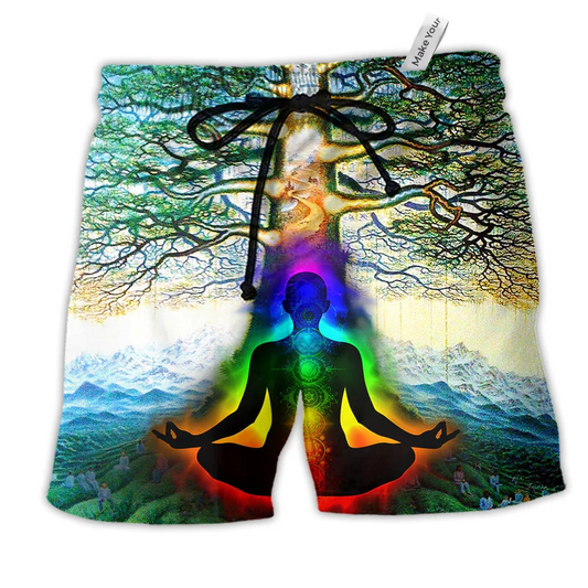 Beach Short / Adults / S Yoga Peace Comes From Inside Tree Of Life - Beach Short Reefox - Owls Matrix LTD