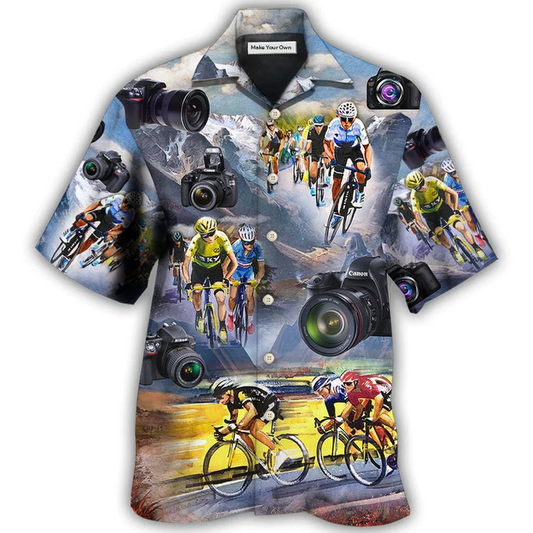 Hawaiian Shirt / Adults / S Cycling And Photography Lover Moutain Painting - Hawaiian Shirt - Reefox