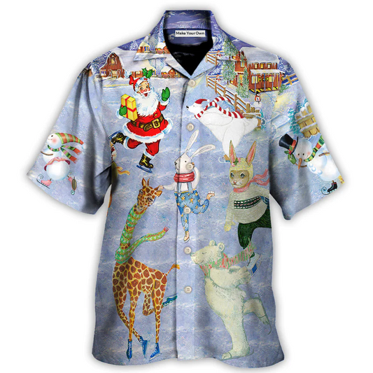 Christmas Holiday Ice Skating Party Animal - Hawaiian Shirt - Reefox