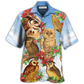 Hawaiian Shirt / Adults / S Owl Retro Merry Christmas Happy - Hawaiian Shirt - Reefox