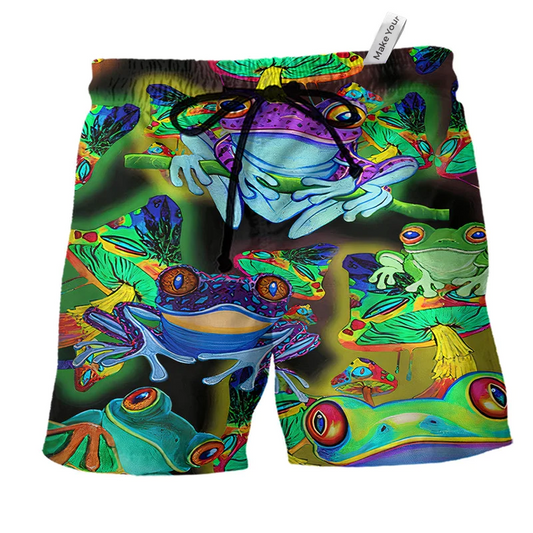 Beach Short / Adults / S Frog And Mushrooms Love Life - Beach Short Reefox - Owls Matrix LTD