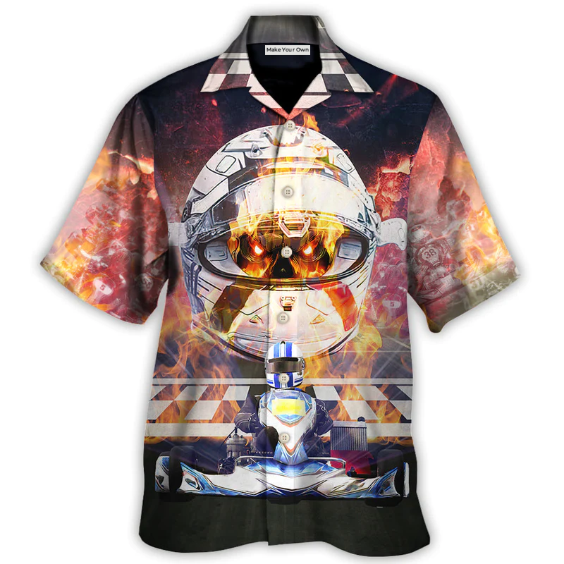 Kart Racing Skull Fire Faster And Faster - Hawaiian Shirt - Reefox