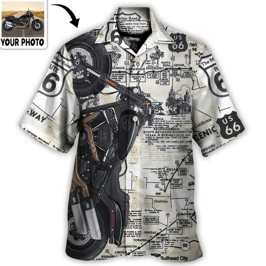 Hawaiian Shirt / Adults / S Motorcycle Biker Happy Ride No Road Is To Long Custom Photo - Hawaiian Shirt - Reefox
