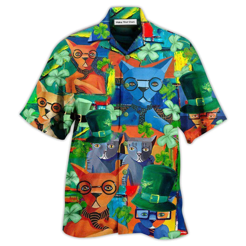 Hawaiian Shirt / Adults / S Cat Have A Purrfect Saint Patricks Day - Hawaiian Shirt - Reefox