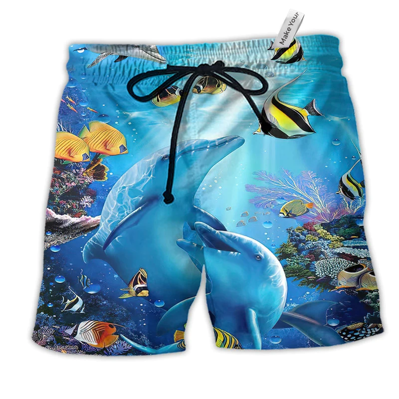 Beach Short / Adults / S Dolphin Amazing Dolphin In The Ocean - Beach Short Reefox - Owls Matrix LTD
