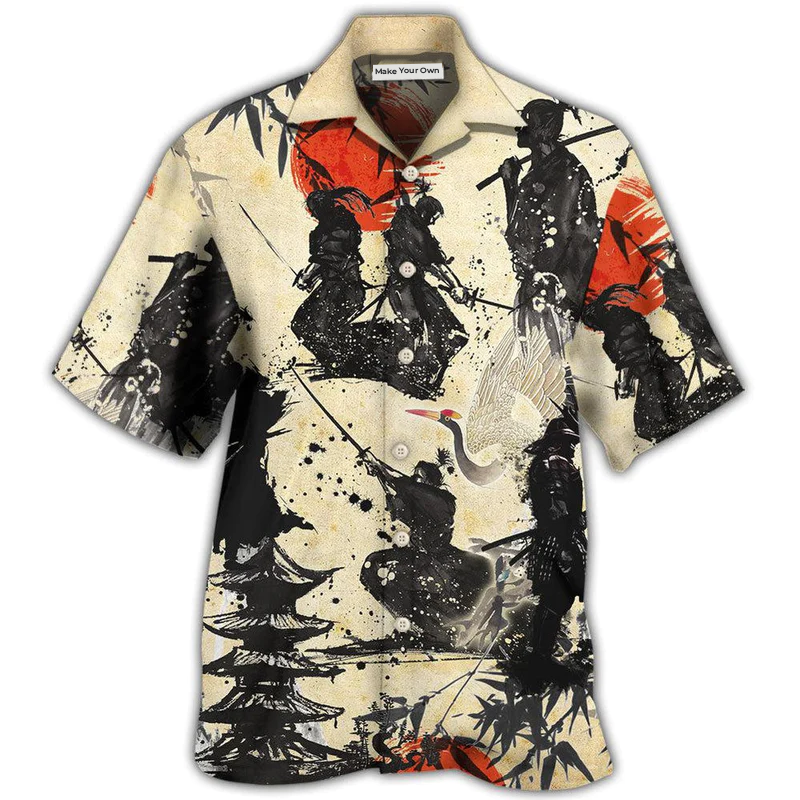 Hawaiian Shirt / Adults / S Samurai Mountain Sketch Art - Hawaiian Shirt - Reefox