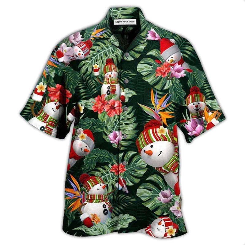 Hawaiian Shirt / Adults / S Snowman Stay Cool Tropical Leaf - Hawaiian Shirt - Reefox