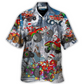 Hawaiian Shirt / Adults / S Christmas Santa Claus Riding Red Truck Snow Mountain Art Style - Hawaiian Shirt - Reefox