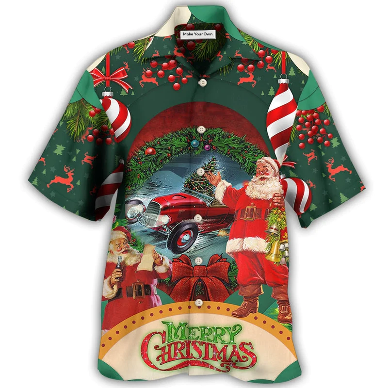 Hawaiian Shirt / Adults / S Hot Rod Merry Christmas I Was So Happy That Santa Made All Those - Hawaiian Shirt - Reefox