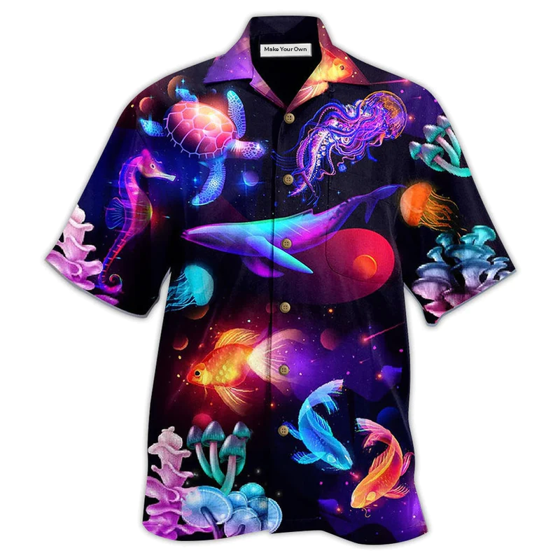 Hawaiian Shirt / Adults / S Ocean Love Fish Turtle - Hawaiian Shirt - Reefox