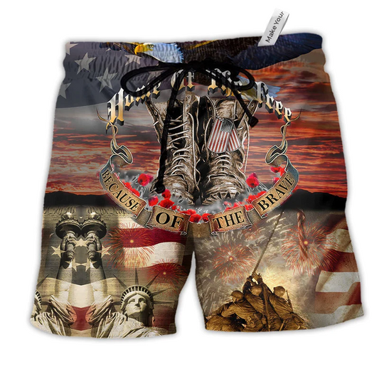 Beach Short / Adults / S Veteran Proud To Be A Veteran - Beach Short Reefox - Owls Matrix LTD