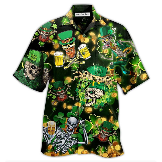 Hawaiian Shirt / Adults / S Irish Skull Love Beer - Hawaiian Shirt - Reefox