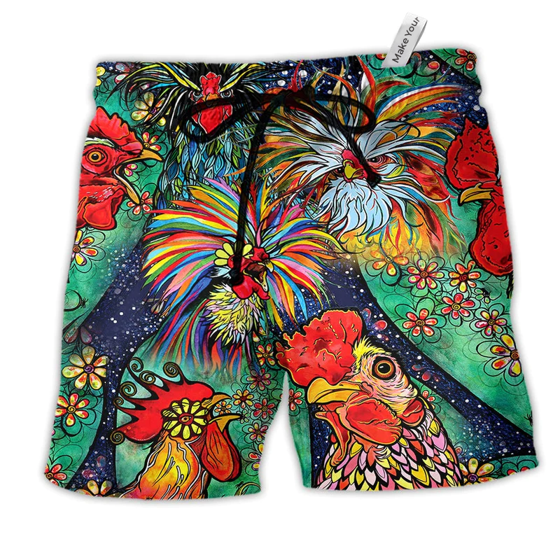 Beach Short / Adults / S Chicken Love Farm Color - Beach Short Reefox - Owls Matrix LTD