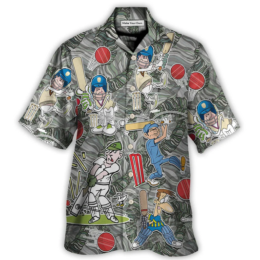 Cricket Sport Cricket Lover Tropical Leaf Art - Hawaiian Shirt - Reefox