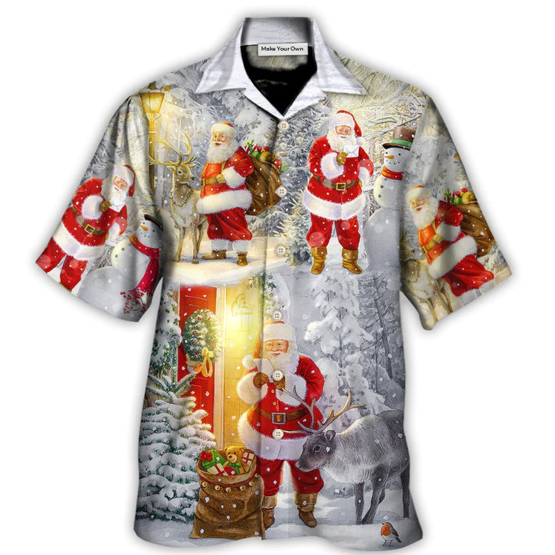 Hawaiian Shirt / Adults / S Christmas Santa Claus Lover Animal Light Story Art Style - Hawaiian Shirt - Reefox