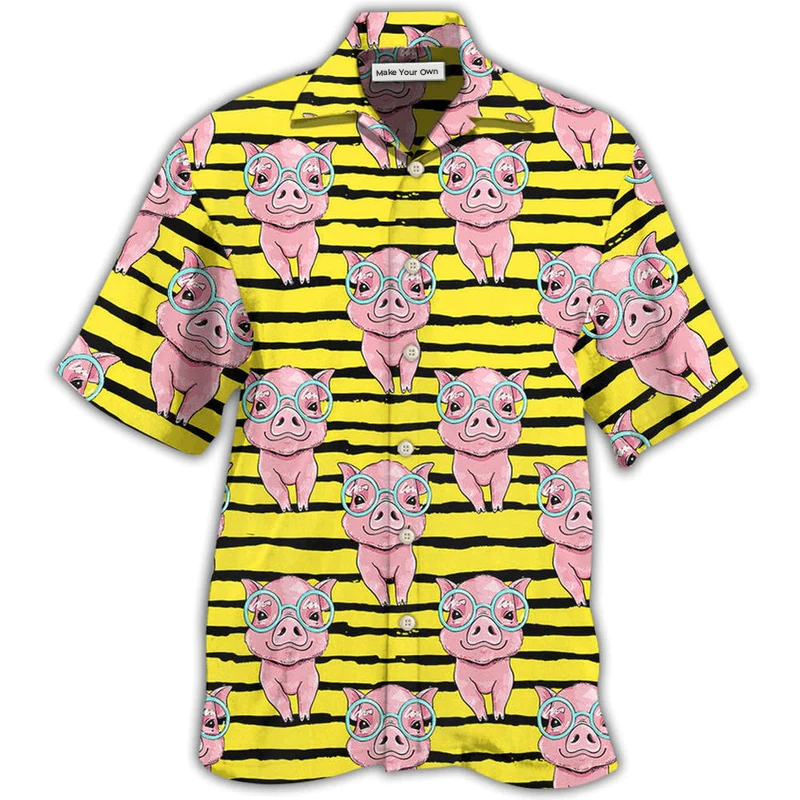 Hawaiian Shirt / Adults / S Pig Cartoon - Hawaiian Shirt - Reefox