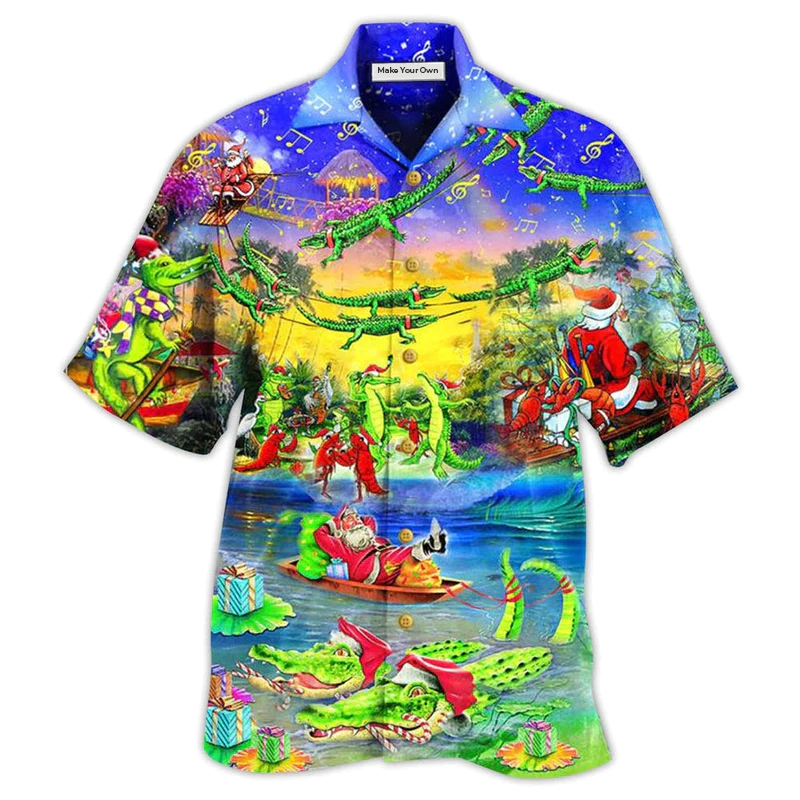 Hawaiian Shirt / Adults / S Crocodile Love Xmas Merry Christmas - Hawaiian Shirt - Reefox