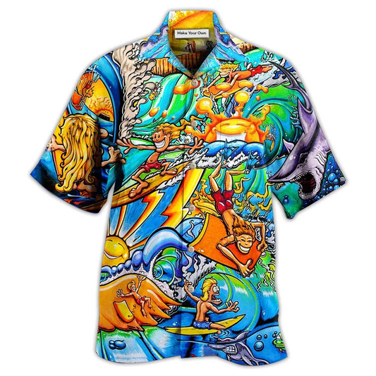 Hawaiian Shirt / Adults / S Surfing Happy Life - Hawaiian Shirt - Reefox