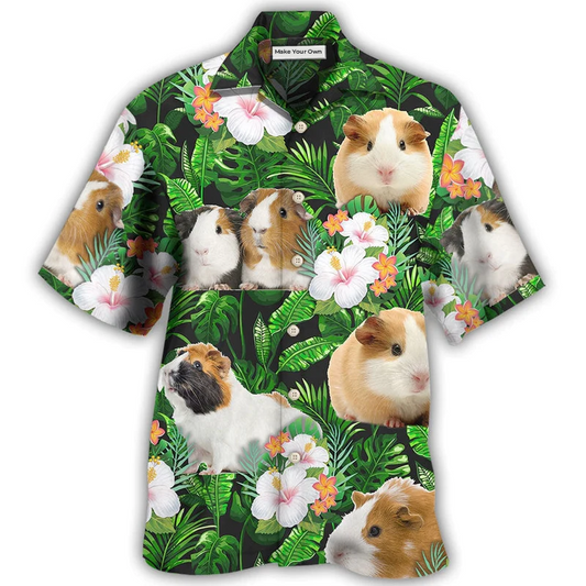 Hawaiian Shirt / Adults / S Guinea Pig Green Tropical Leaf - Hawaiian Shirt - Reefox
