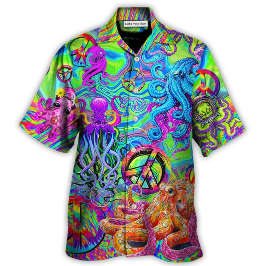 Hawaiian Shirt / Adults / S Hippie Funny Octopus Colorful Tie Dye - Hawaiian Shirt - Reefox